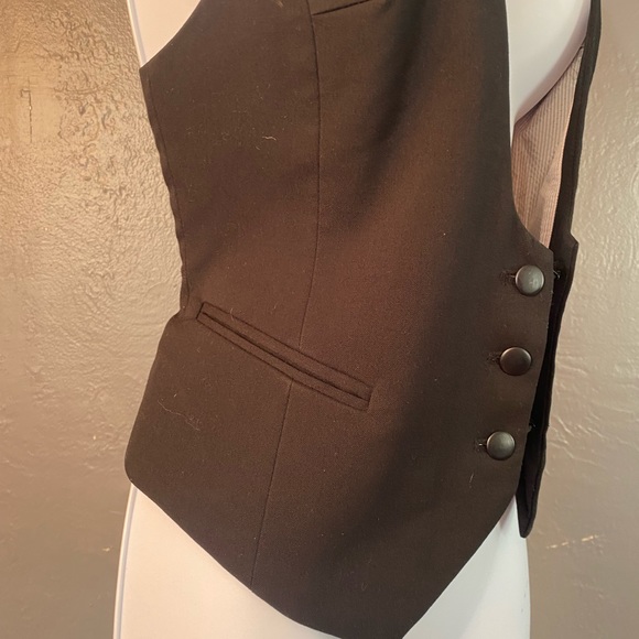 No Label-Vintage Black Front Button Fashion Vest - Picture 5 of 16